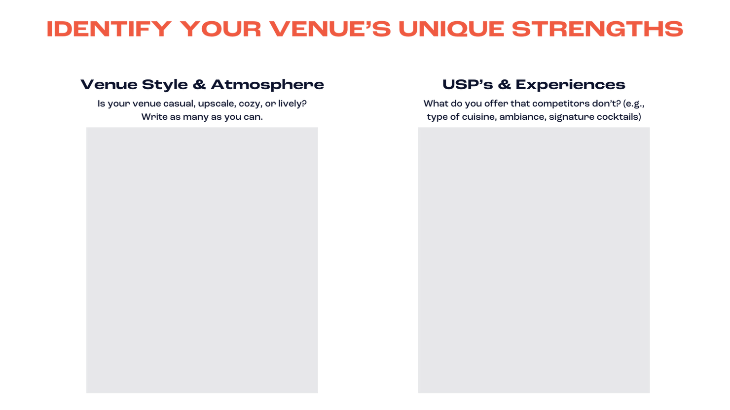 Page from the restaurant offer worksheet