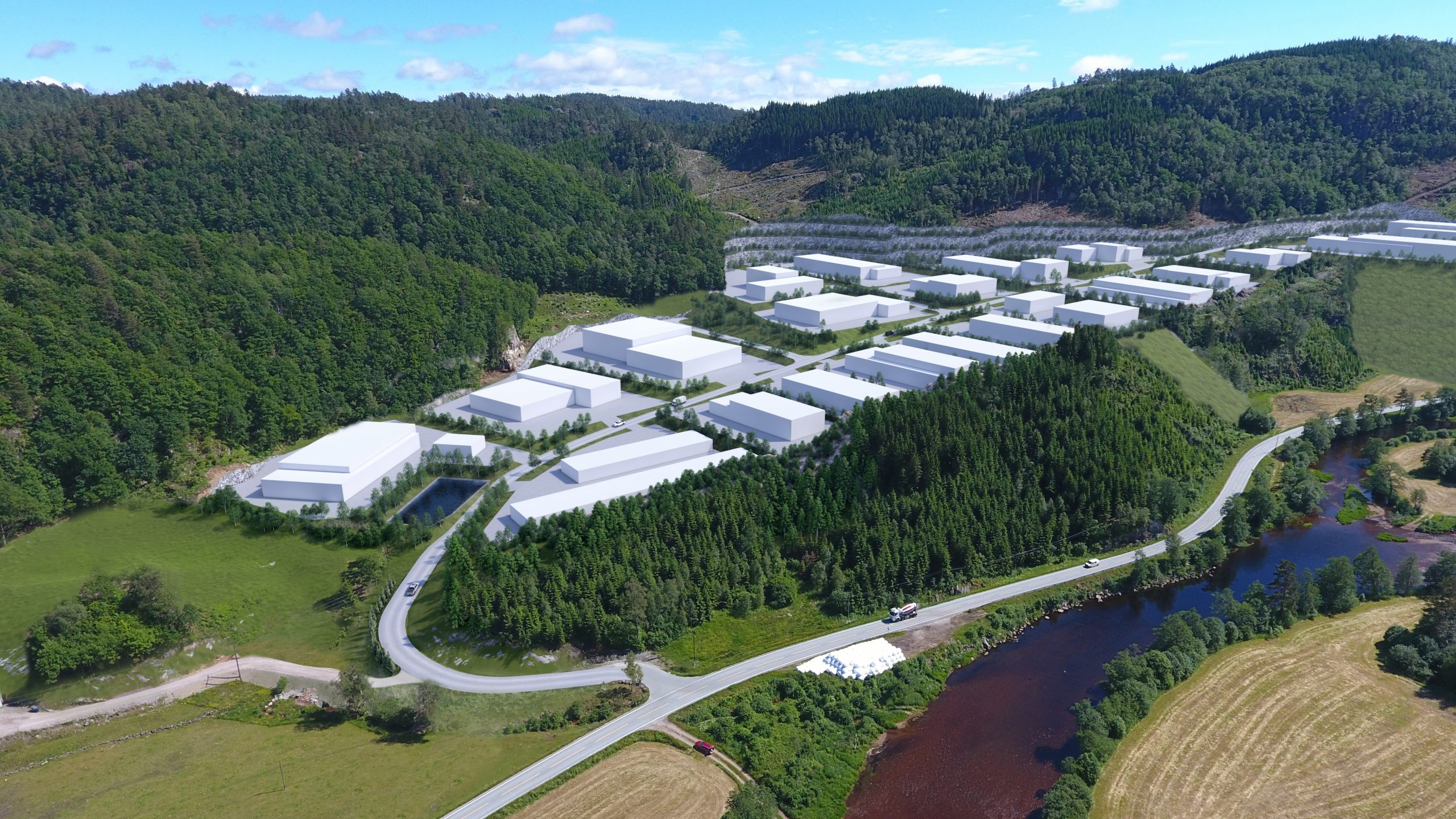 Illustrasjon av Verven Næringspark i Lyngdal. 