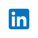 LinkedIn-Logo, weiße Buchstaben 'in' auf blauem Quadrat.