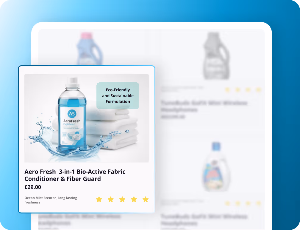 A product listing with details 