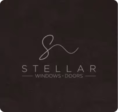 Stellar Windows and Doors logo with a stylized 'S' above the company name on a dark background.