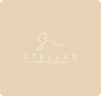 Logo for Stellar Windows and Doors with stylized 'S' on beige background.
