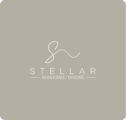 Logo with stylized initials 'Sr' and the text 'STELLAR WINDOWS · DOORS' on a muted green background.
