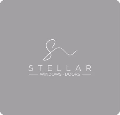 Stellar Windows and Doors company logo with stylized 'S' on a gray background.