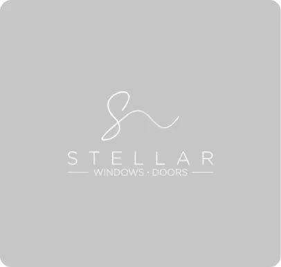Stellar Windows and Doors company logo with stylized 'S' and 'N' on a gray background.