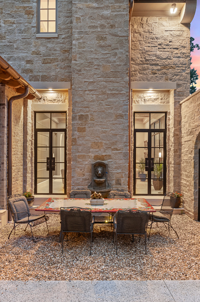 Luxury Steel French Doors on a Tuscan Style Home. 