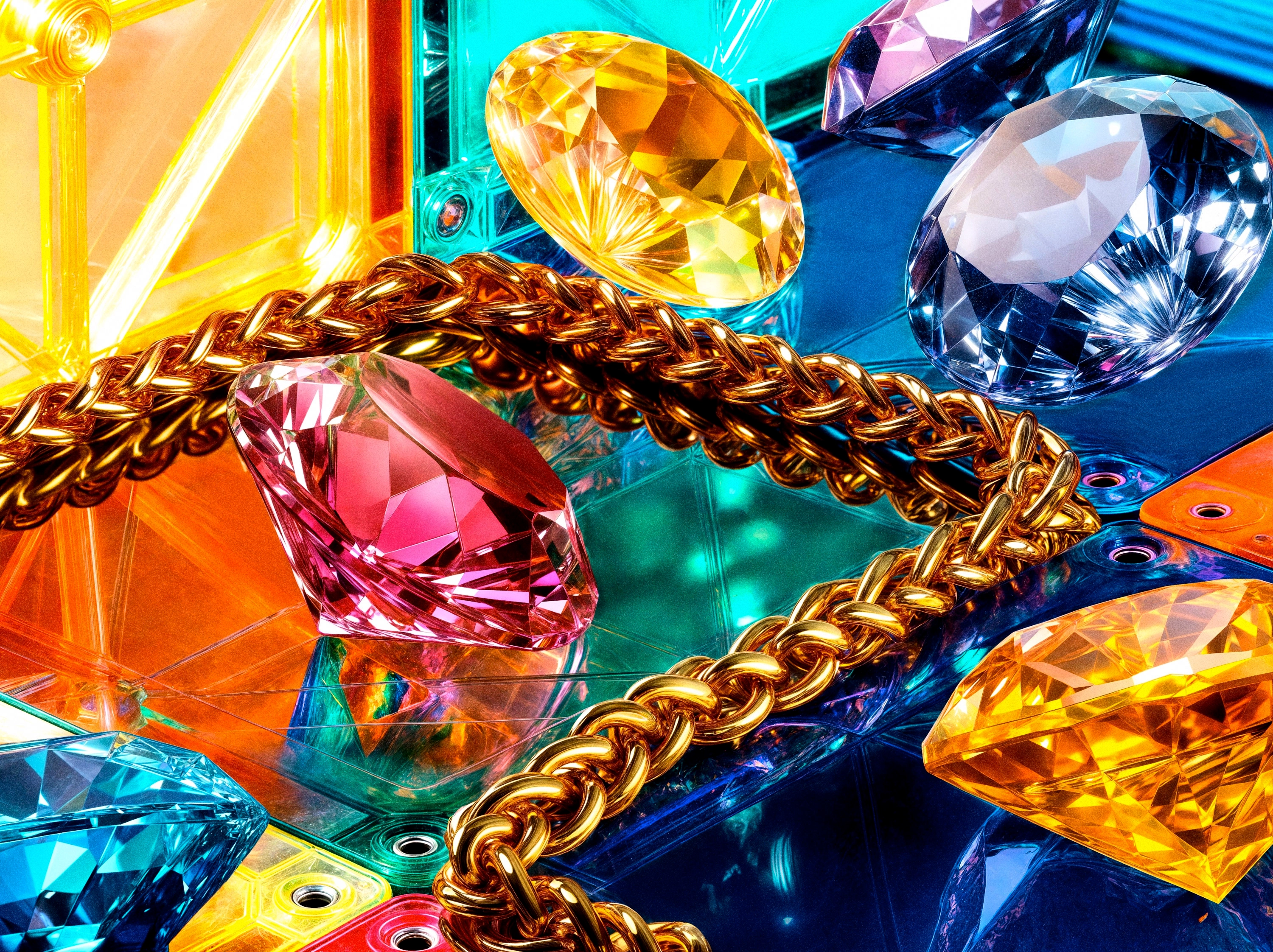 Blue swim shorts hanging on a clothesline with red clothespins against a blue sky with scattered clouds.