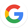 Google multicolored G logo on white circular background.