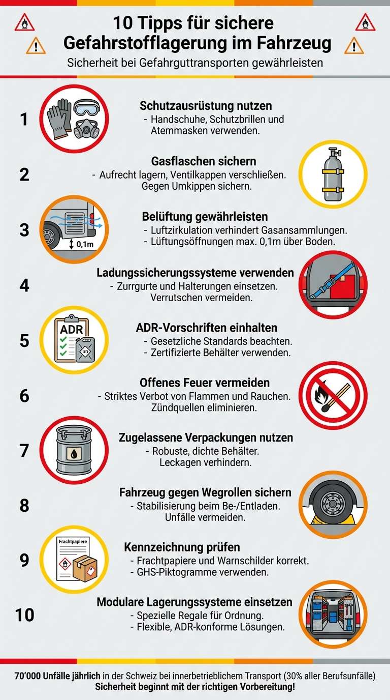 10 Tipps für sichere Gefahrstofflagerung im Fahrzeug