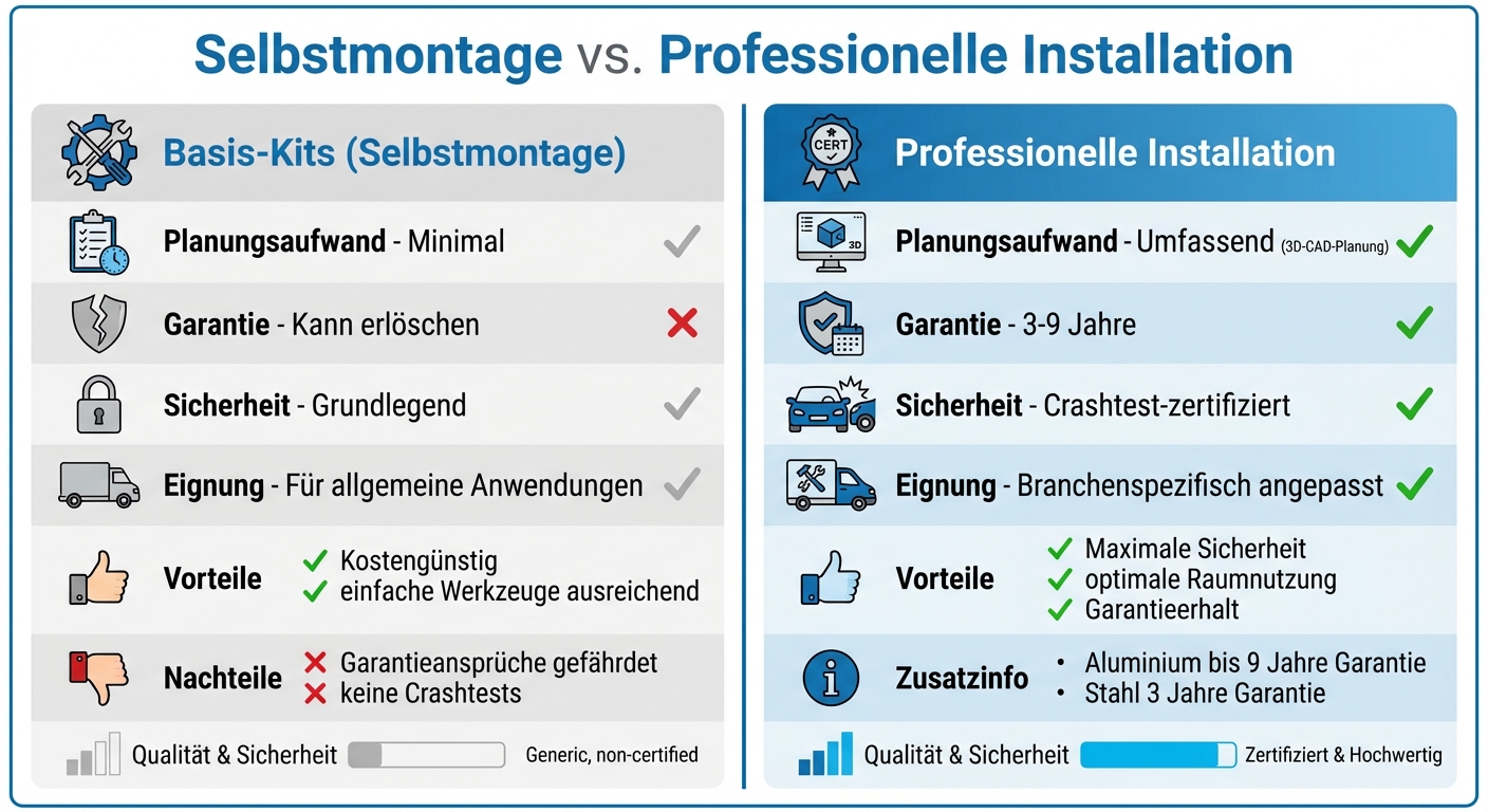 Vergleich Selbstmontage vs. professionelle Installation von Fahrzeugschutzkits