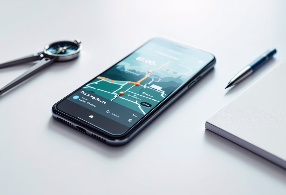 image of a phone on the office desk (for a trucking company)