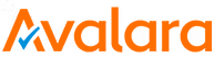 Avalara logo with blue checkmark and orange text on white background