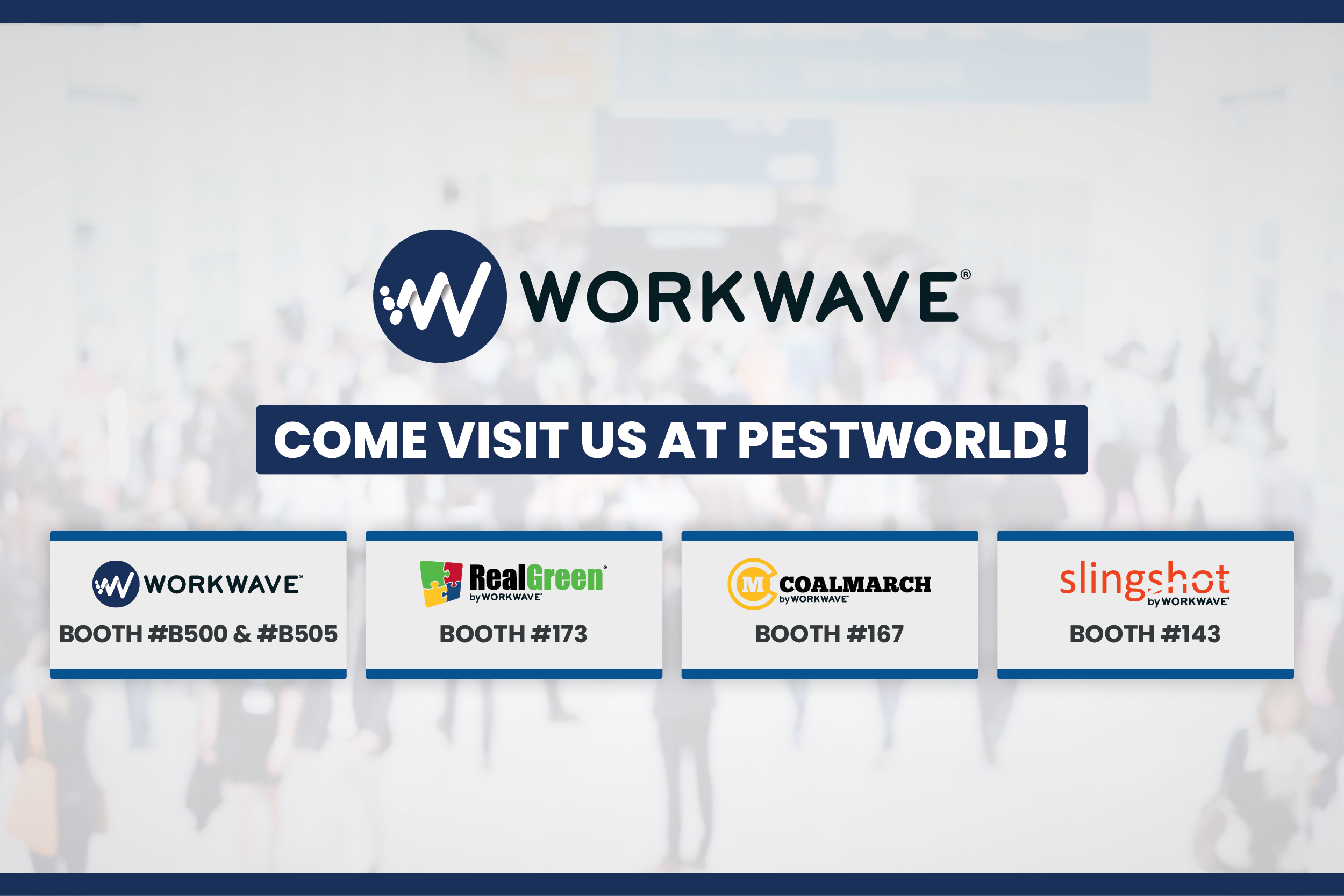 Workwave booth locations at Pestworld event with multiple product brands