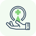 Icon of a mop and a bucket filled with soapy water on a green rounded square background.