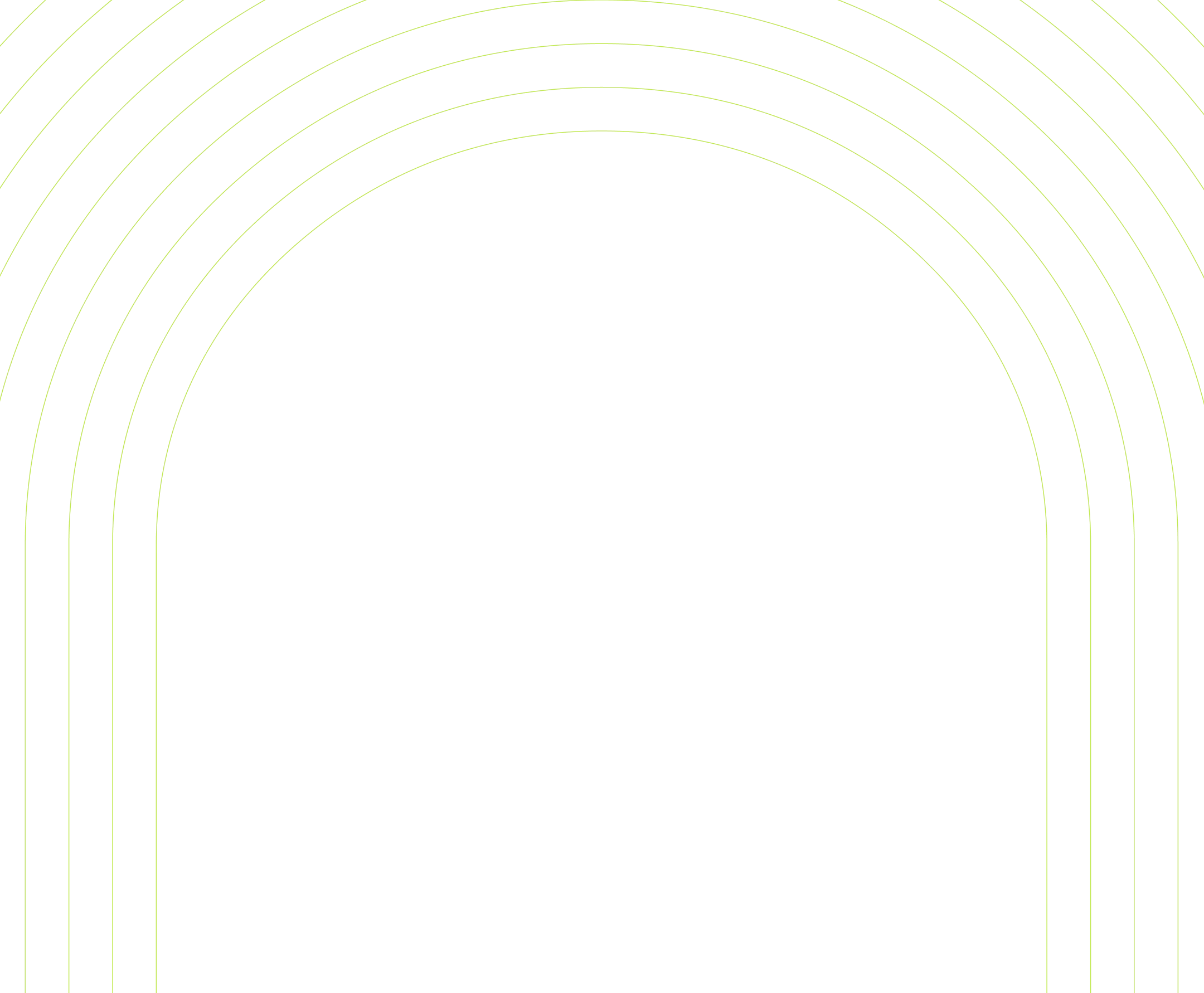 Black background with concentric pale green arcs forming a rounded arch shape.