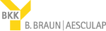 Logo von B. Braun Aesculap mit den Buchstaben BKK in einem gelben, stilisierten Kreuz