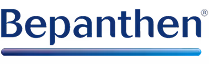 Bepanthen brand logo with a blue horizontal gradient line underneath.