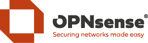 OPNsense Logo mit dem Slogan ‚Securing networks made easy‘.