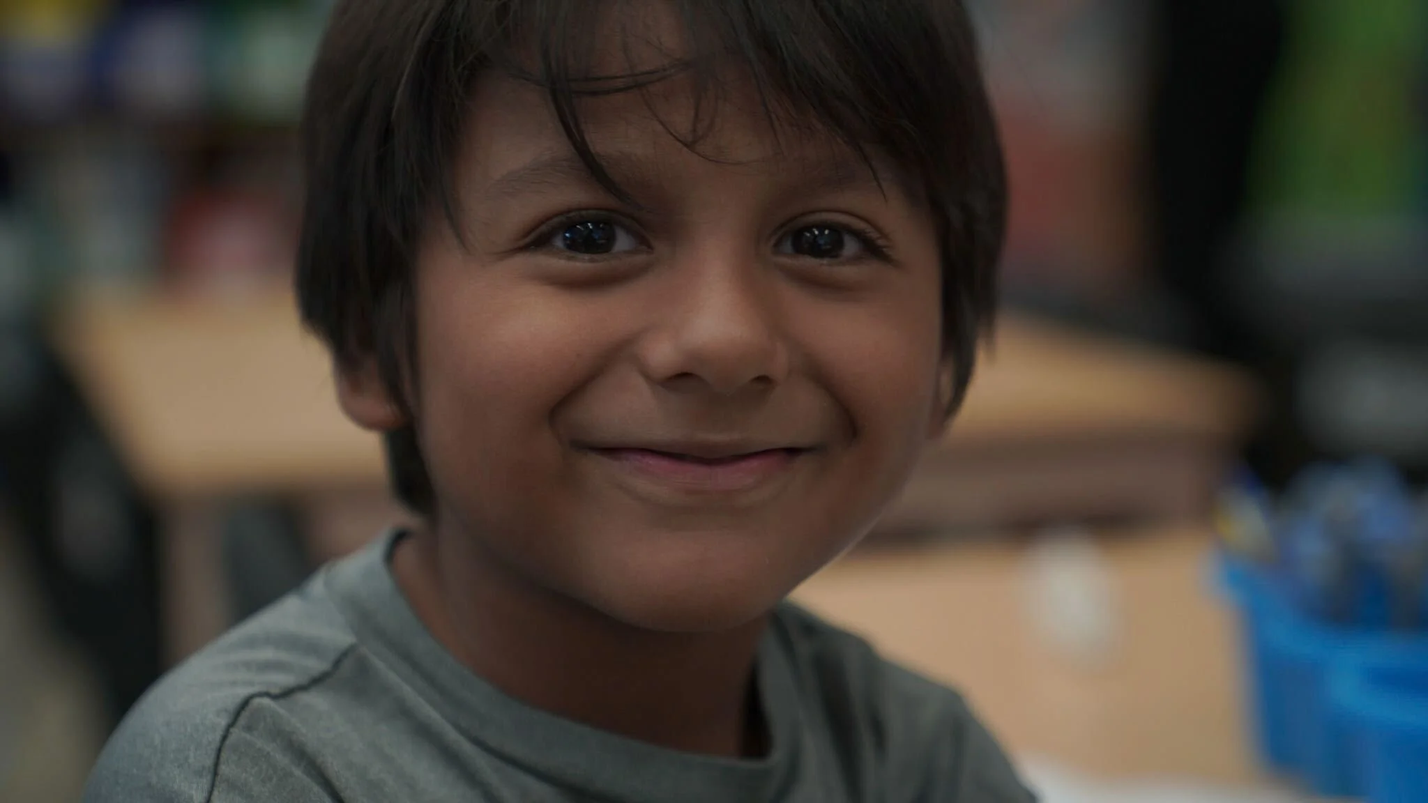 Close-up of a smiling young boy