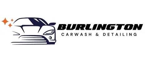 Logo featuring a stylized car front with sparkles and the text Burlington Carwash & Detailing.