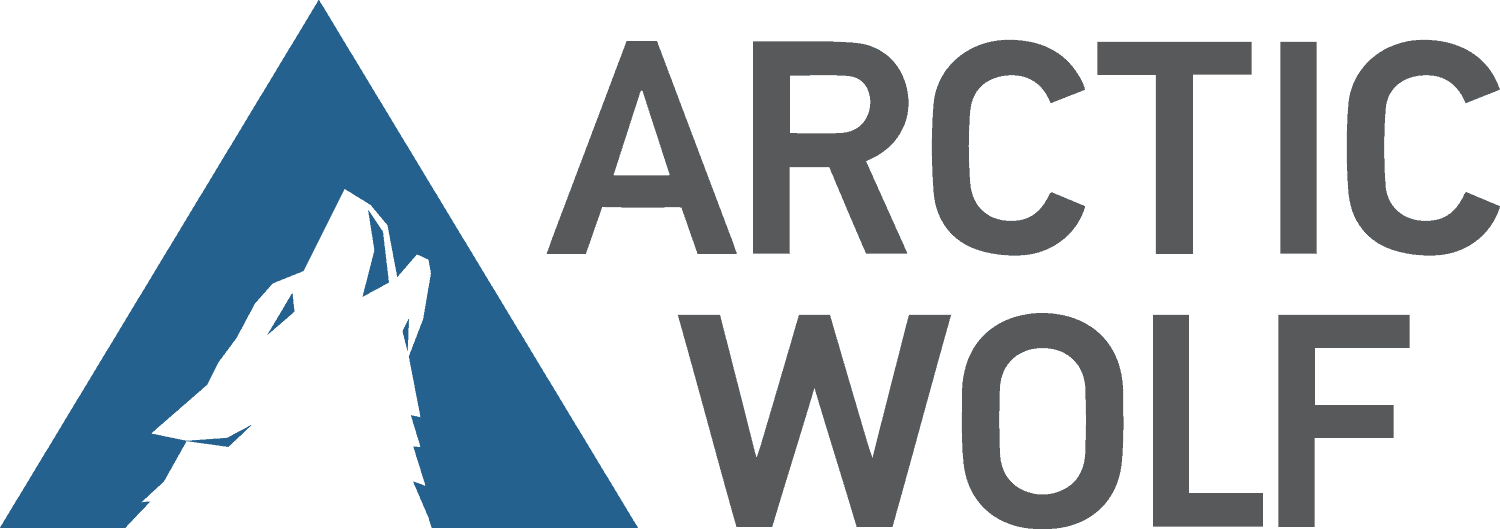 Arctic Wolf Networks logo featuring a blue triangle with a silhouette of a howling wolf inside, next to the text 'ARCTIC WOLF'.