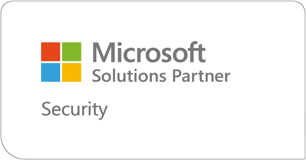 Microsoft Solutions Partner Security badge with colorful square logo.