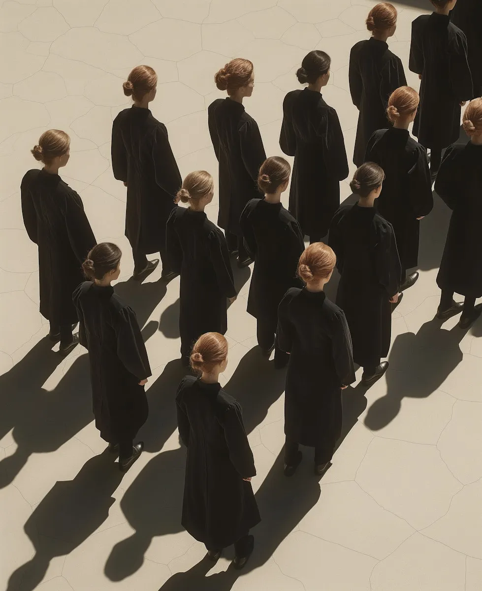 A group of people standing in a line.