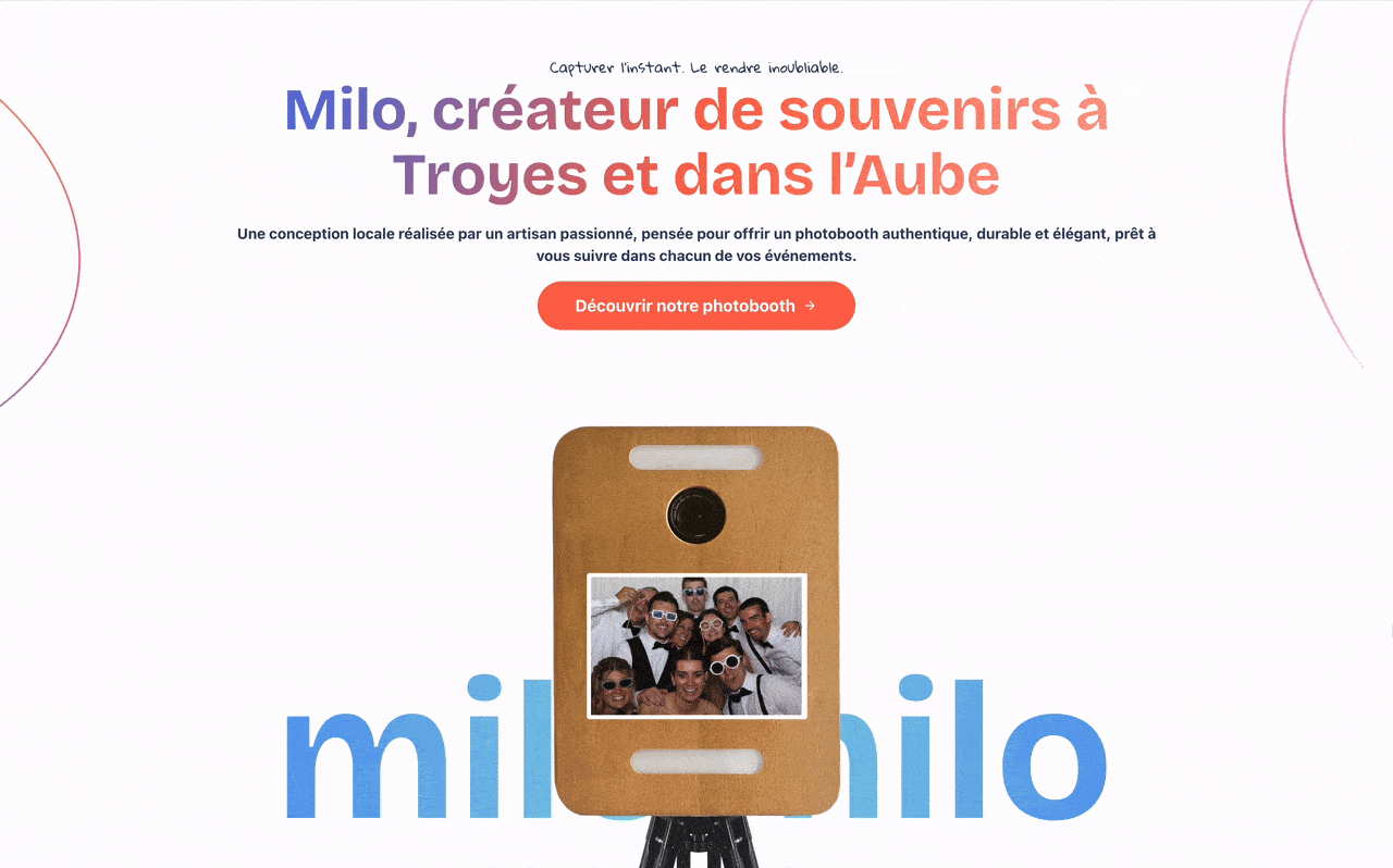 site web milo photobooth