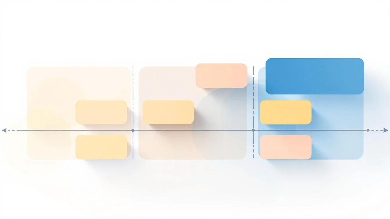 Visual roadmap showing a structured 90-day content planning timeline with evenly spaced content blocks.