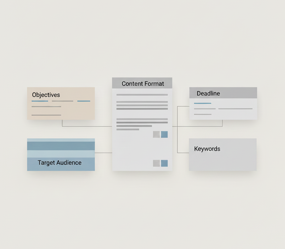 Visual representation of essential content brief template components for effective planning