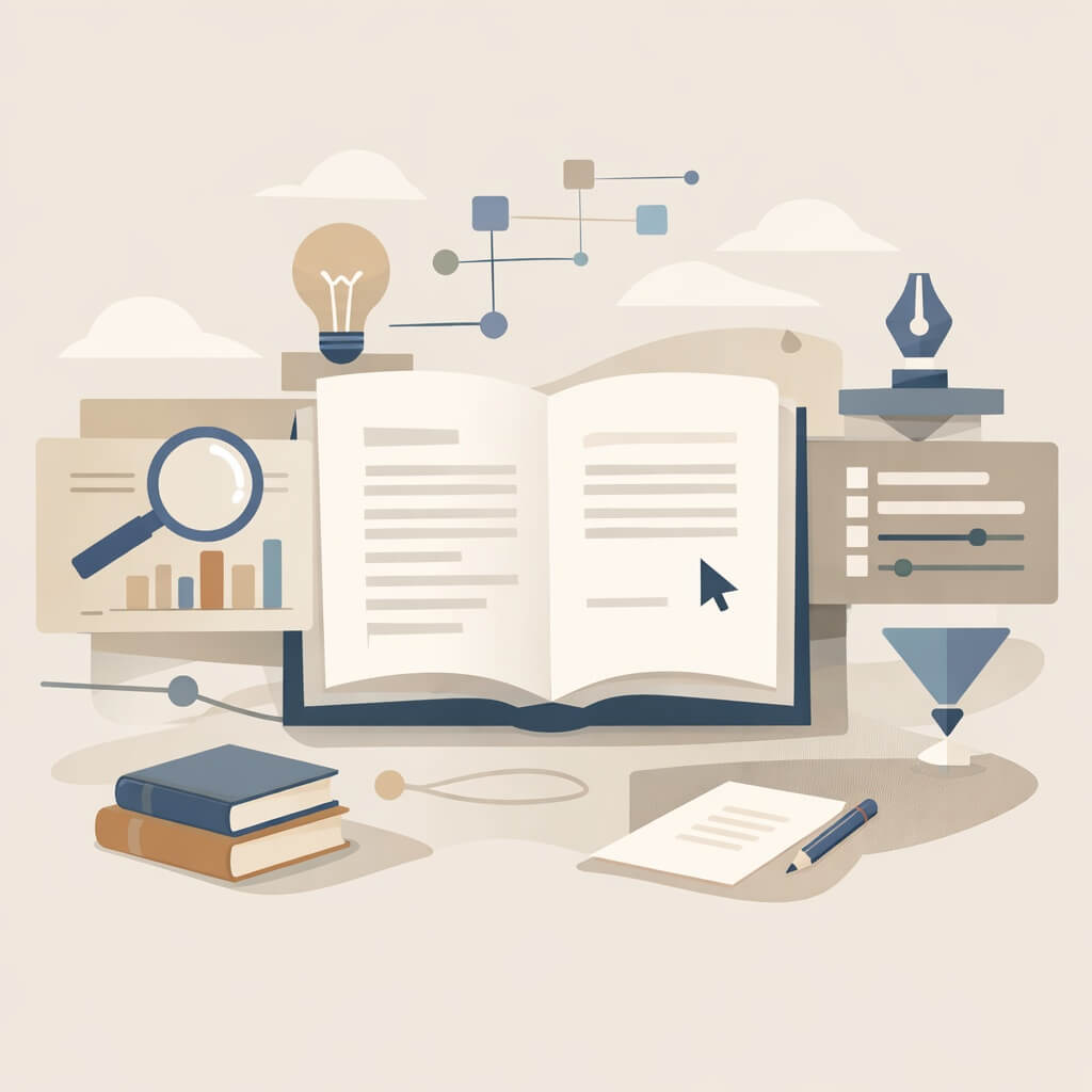 Illustration representing the future of writing supported by AI-powered tools.