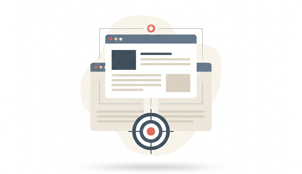 Illustration representing content aligned with user search intent and focused page relevance.