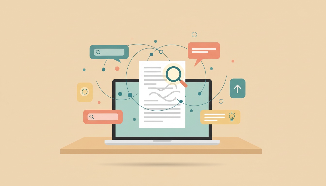 Illustration of keyword research for writers using a simple, organized content workflow.