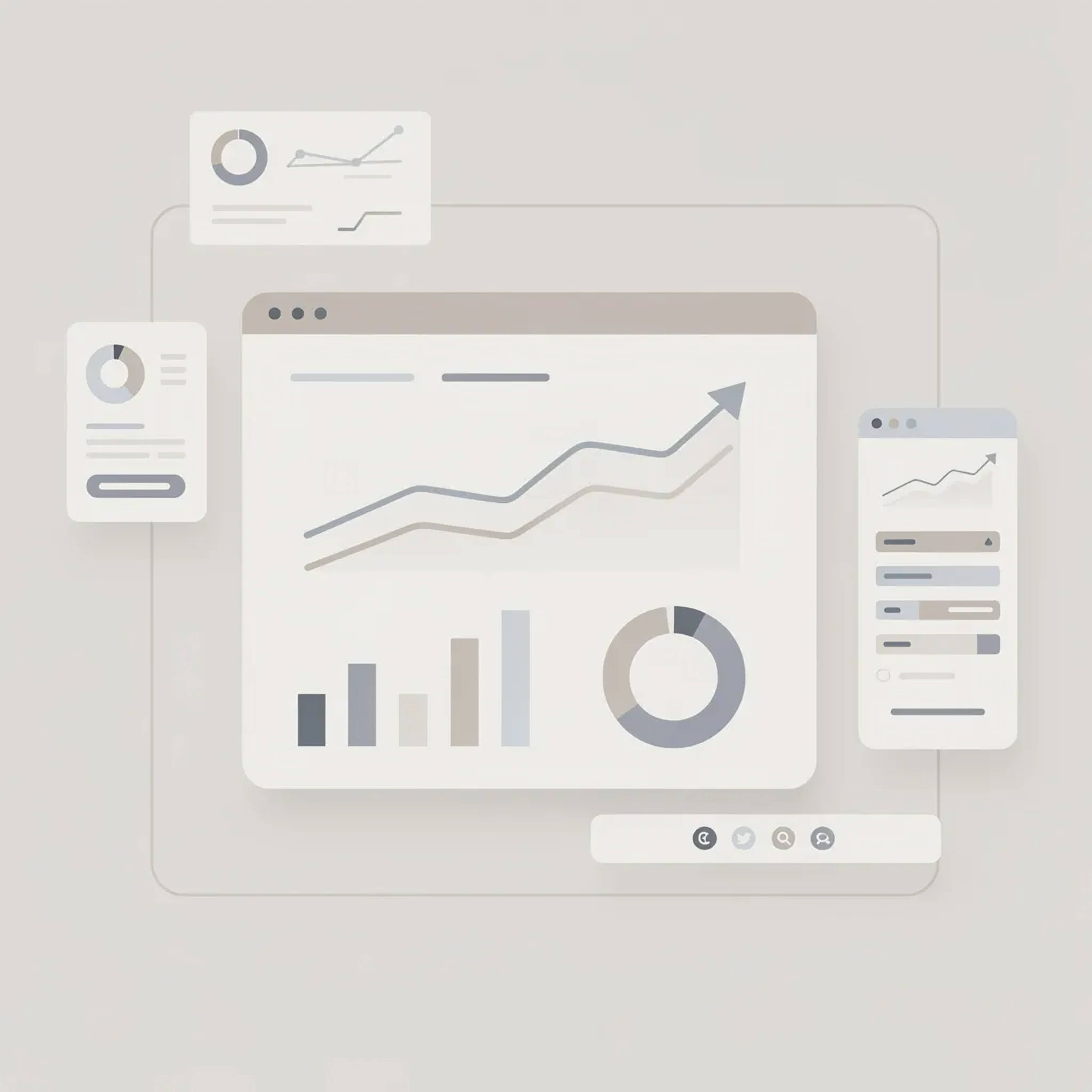 Illustration showing website content performance metrics used for SEO evaluation.