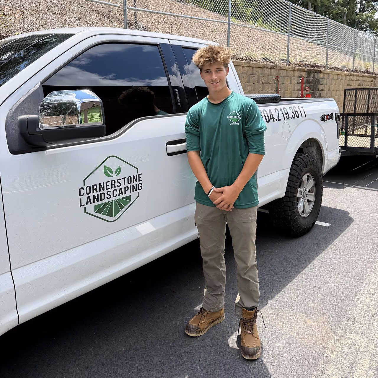 Licensed and insured Cornerstone Landscaping team providing professional lawn maintenance and landscaping services