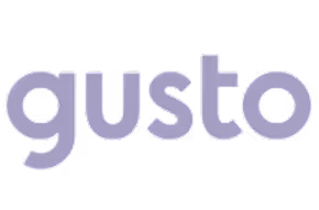 Gusto logo in lowercase letters.
