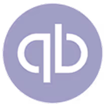 QuickBooks logo with lowercase stylized 'qb' letters in white on a purple circular background.