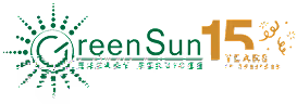 GreenSun Solar Solutions logo with a sun illustration and text highlighting 15 years in business.