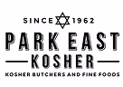 Park East Kosher logo with text 'Since 1962' and 'Kosher Butchers & Fine Foods' featuring a Star of David.