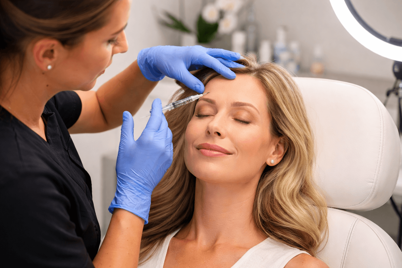 Professional administering Botox treatment at Radiant Wellness & Aesthetics in Forked River, New Jersey