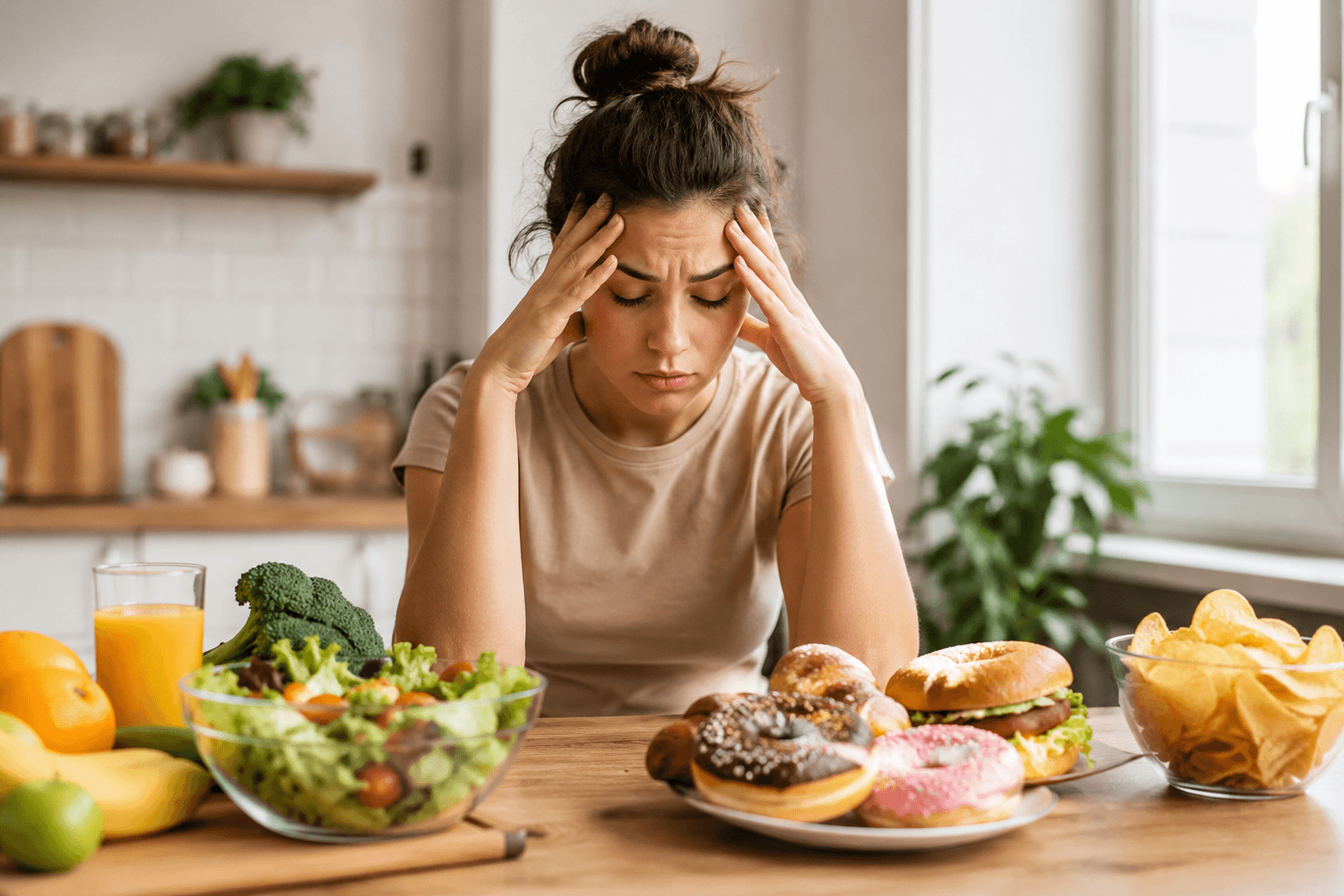 Woman discussing wellness and weight loss strategies for stress-related weight gain at a wellness spa in Forked River, New Jersey