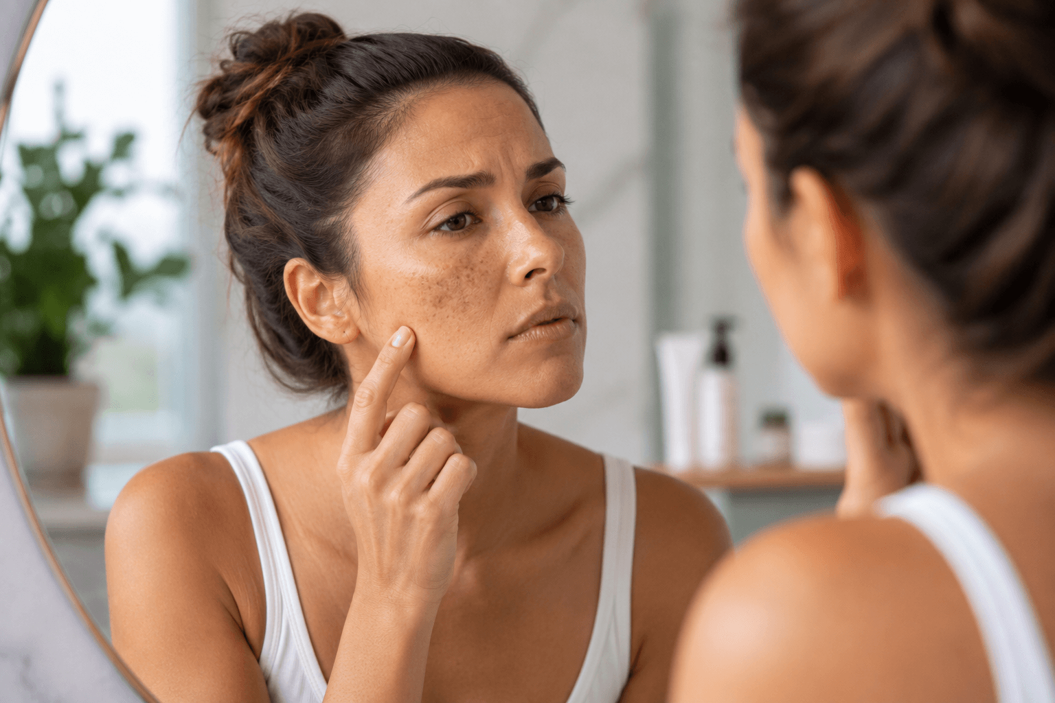 Client consulting about hyperpigmentation treatment options at a med spa in Forked River, New Jersey