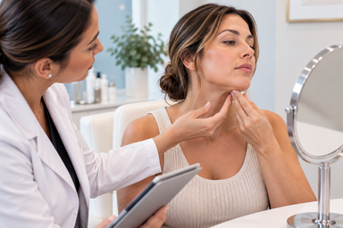 Woman with defined jawline after facial contouring treatment in Forked River, New Jersey