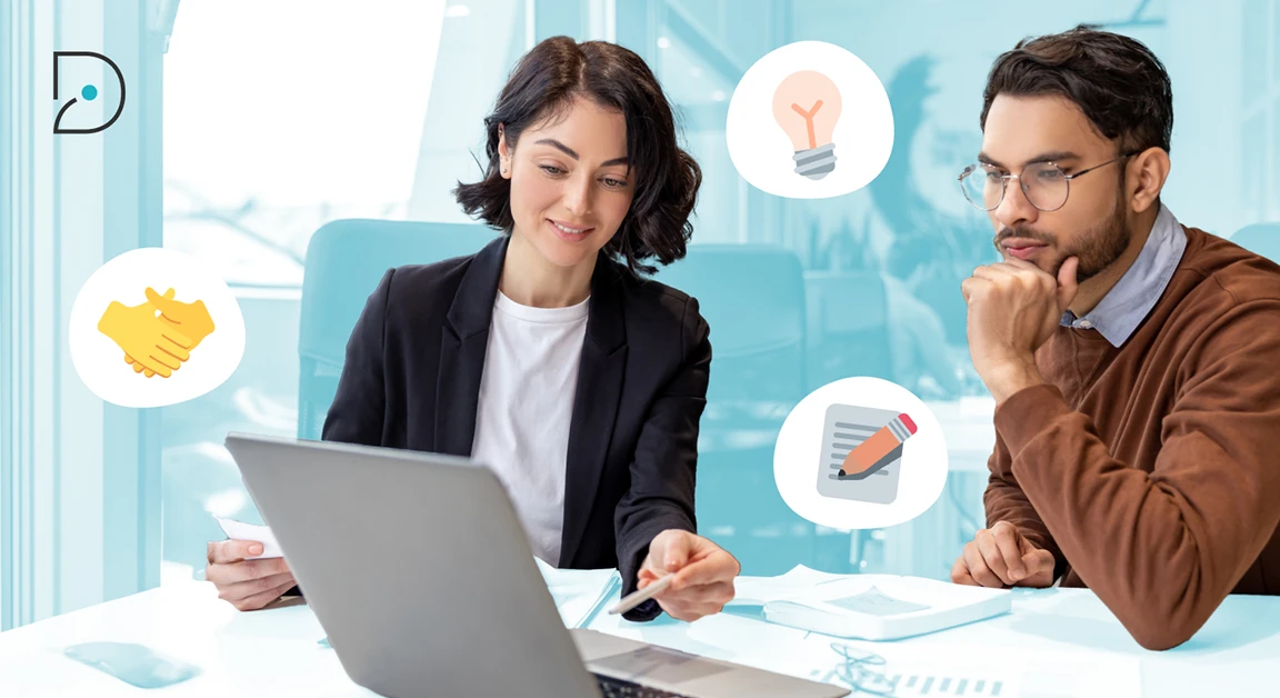 Visual of two people preparing an integration plan