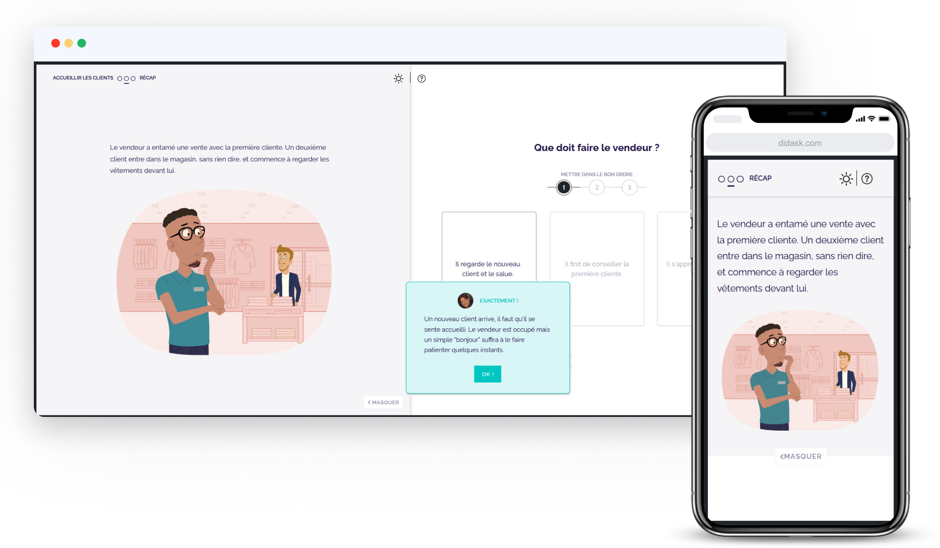 E-learning et relation client : exemple de mise en situation de relation client avec une Learning App Didask