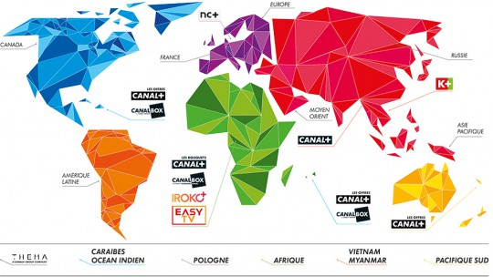 Formation à distance des vendeurs de Canal+ : carte du monde de Canal+