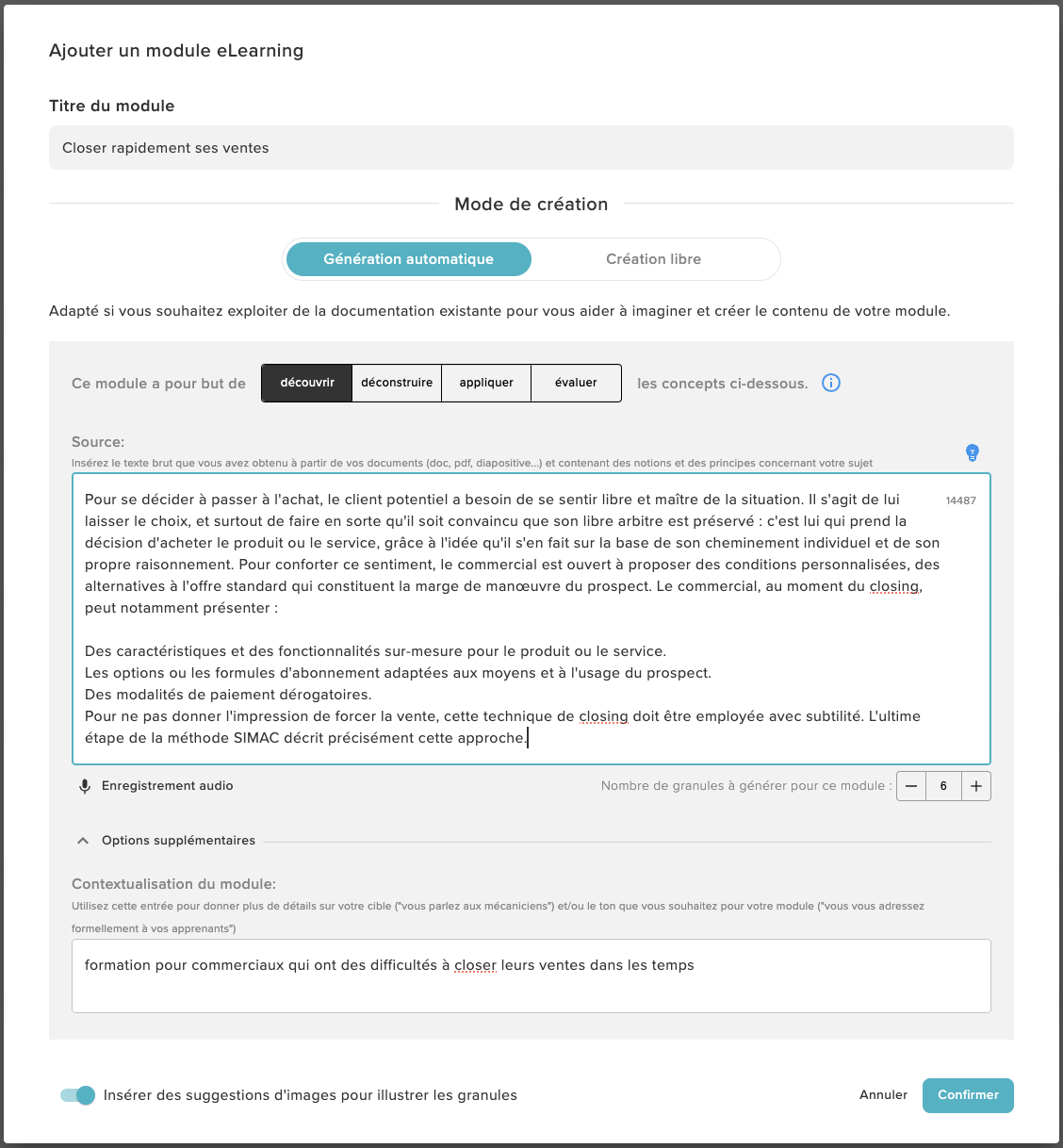 Création d'un module de vente en eLearning avec Didask