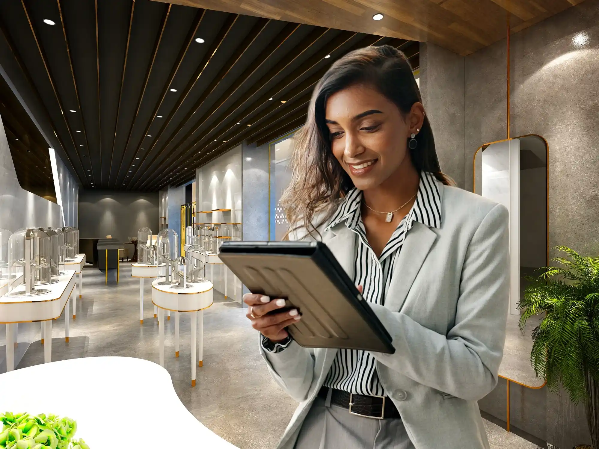 a photo of a person in a luxury store