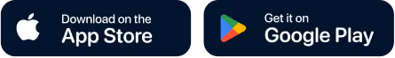 Buttons for downloading an app on the Apple App Store and Google Play Store.