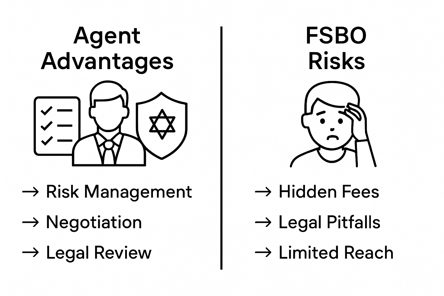 Infographic comparing agent help vs FSBO risks